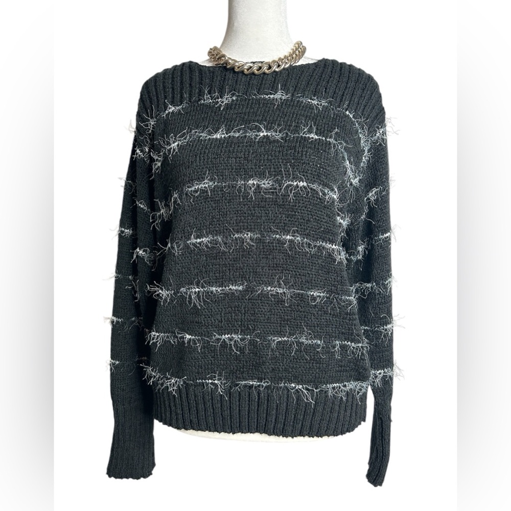 Vintage Fia Italia Hand Loomed Sweater Women’s Size Large Black And White